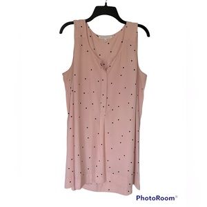 DANIEL RAINN PINK BROWN SQUARE DOT HIGH LOW SLEEVELESS BLOUSE TANK